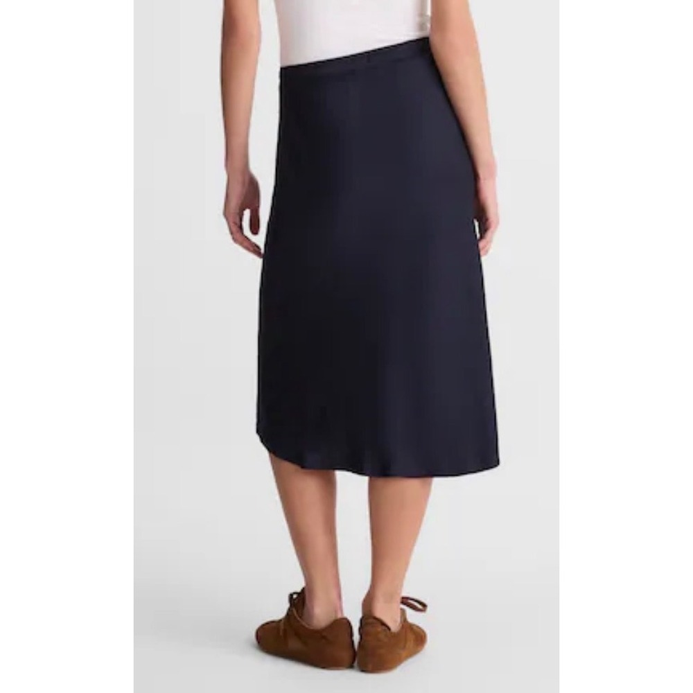 NWT Madewell Drawstring Midi Skirt Navy Blue Size 2 Causal Stretch - Picture 2 of 6